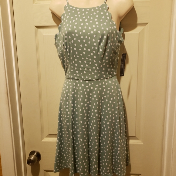 A. Byer Dresses & Skirts - Sage Green Polka-dot Dress